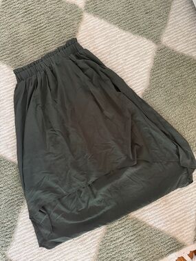 Elegant Olive High-Low Skirt with Elastic Waist